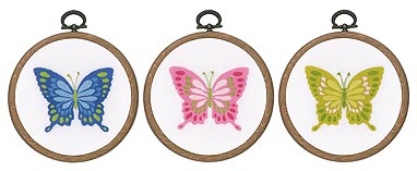 Stickpackung mit rundem Rahmen 3 Schmetterlinge